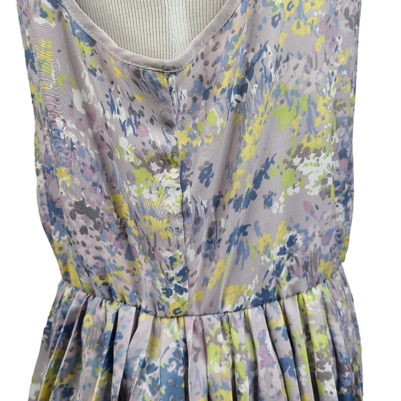 LC Lauren Conrad pleated floral tank dress women's 12 lavender lined pull-on - Picture 10 of 16